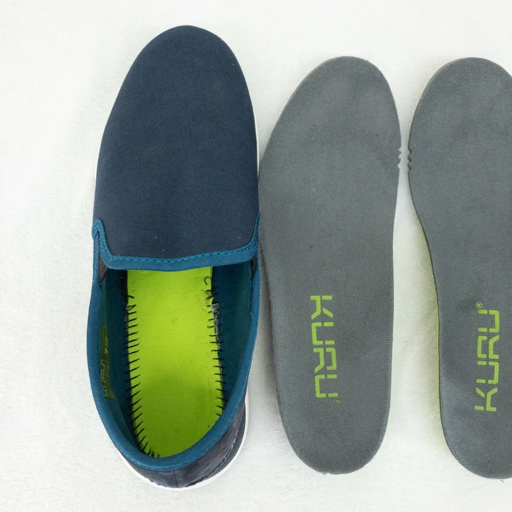 Kuru Atom Slip‎ On Womens Size 7 Navy Blue Canvas Suede Orthotic Walking Shoes